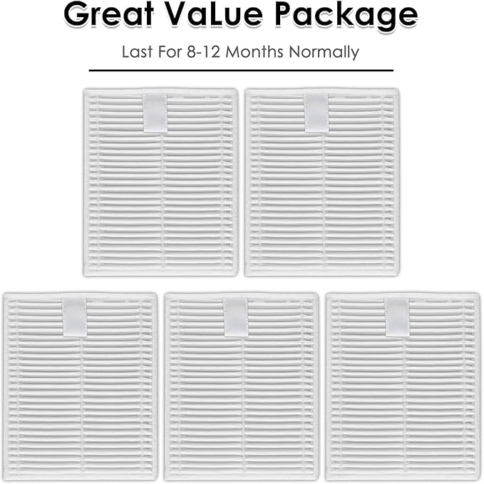 (5 Pack) Q7M5, Q7M5+, Q7L5, Q7L5+ Replacement HEPA Filters for Roborock Q7 M5, Q7 M5+, Q7 L5/ L5+ Robot Vacuum, Filters Accessories Kit, Upright Filter, HEPA Filter Accessories, Canister Filter
