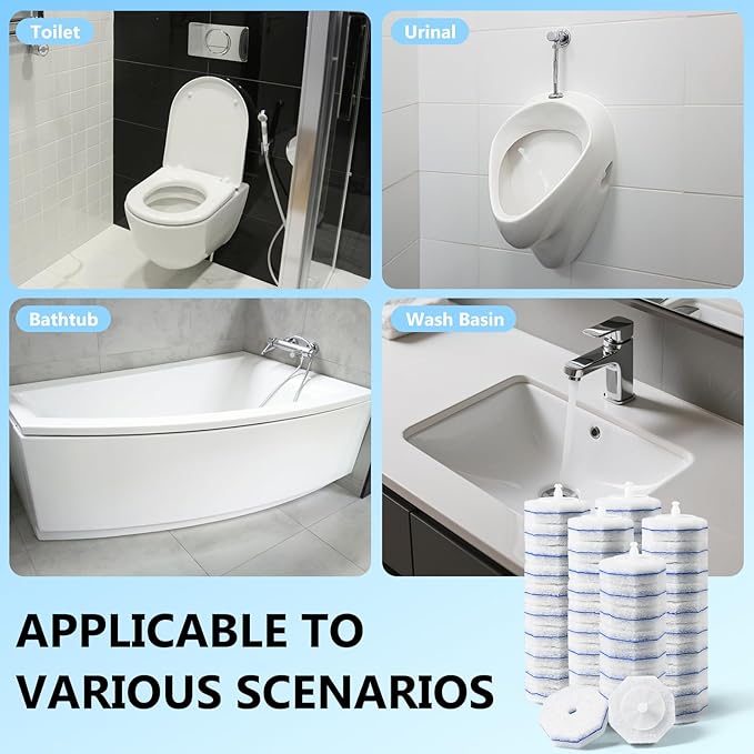 50 Count Disposable Toilet Brush,Toilet Cleaner Refills,Replacement Heads for Toilet Cleaning System,Compatible with Most Toilet Brushes（not Included Brush Rod）