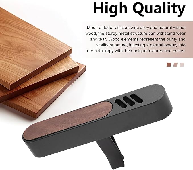 2 PCS Car Air Freshener Diffuser, Natural Wood and Metal Scent Diffuser & Odor Eliminator, Decorative Vent Clip for Car Interior, Universal for Most Cars (Multicolored)