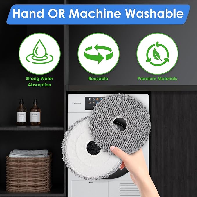 (4 Pack) Plus 505 Combo Replacement Mop Pads Compatible with iRobot Plus 505 Combo robot + AutoWash dock/Plus 405 Combo Robot Vacuum, Mop Cloths Accessories