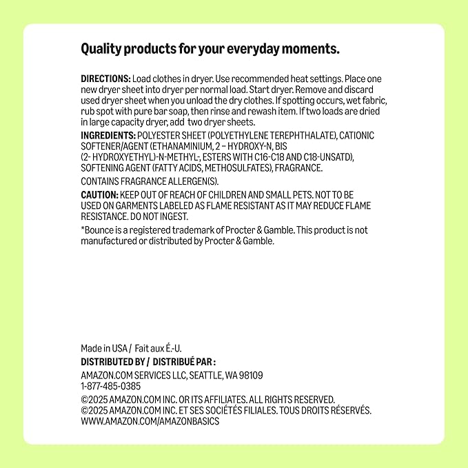 Amazon Basics Dryer Sheets, Fresh, Laundry Fabric Softener, 160 Count
