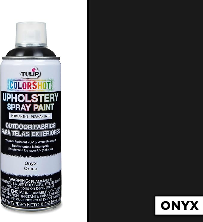TULIP ColorShot Fabric Spray Paint for Outdoor Upholstery, Permanent Spray-On Fabric Paint for Furniture, Onyx Black 8 oz 4-Pack
