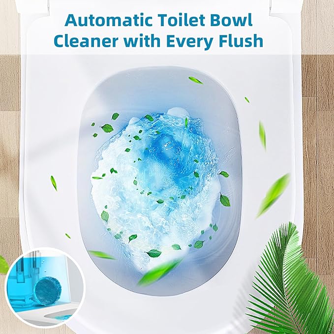 G · PEH Toilet Blue Cleaner Tablets: 108 Pack Automatic Toilet Bowl Cleaner Tablets, Multipurpose Bathroom Cleaners Drop in Tank for Bathroom Freshening Smell & Effective Cleaning