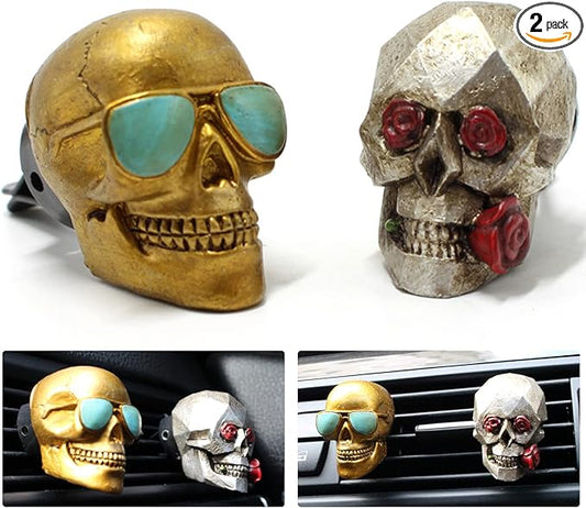 Sugar Skull Air Freshener for Car Truck Accessories for Men Women Witchy Decor Stuff for Automotive New Smell Fresheners Gothic Auto Decoration Spooky White Elephant Gifts for Adult