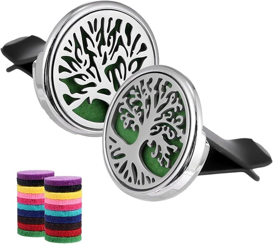 Car Air Freshener Diffuser Vent Clips - Aromatherapy Essential Oil Diffuser Tree of Life Car Clip with 20 Refill Pads, Gift for Women/Men