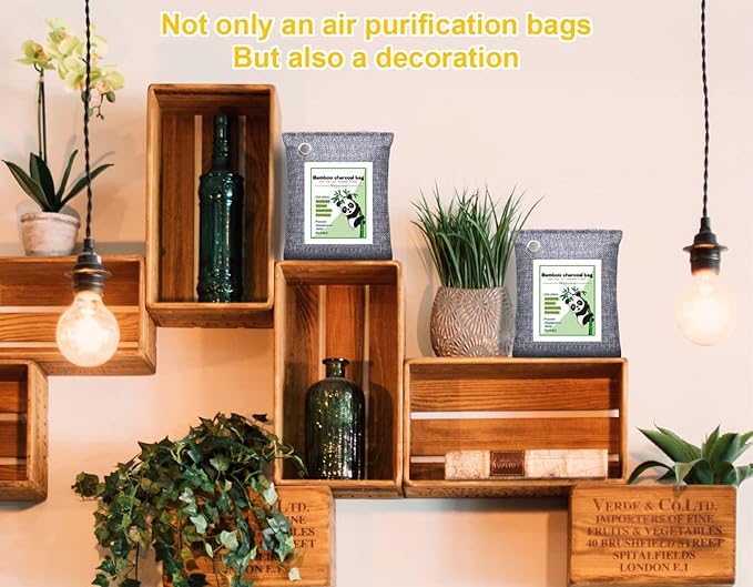 Activated Charcoal Odor Absorber for Strong Odor, Basement, Cars, Closets, Shoes, Smoke. 3 Pack Bamboo Charcoal Air Purifying Bags Deodorizer Odor Eliminator for Home