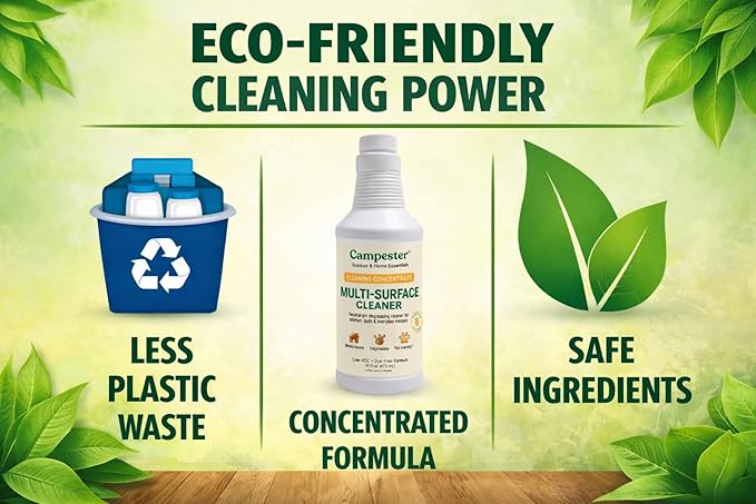 Campester Multi-Surface Cleaning Concentrate (16 oz) – Neutral-pH Degreasing Cleaner for Kitchen, Bath & Home – Low-VOC, Dye-Free, Makes Up to 8 Gallons