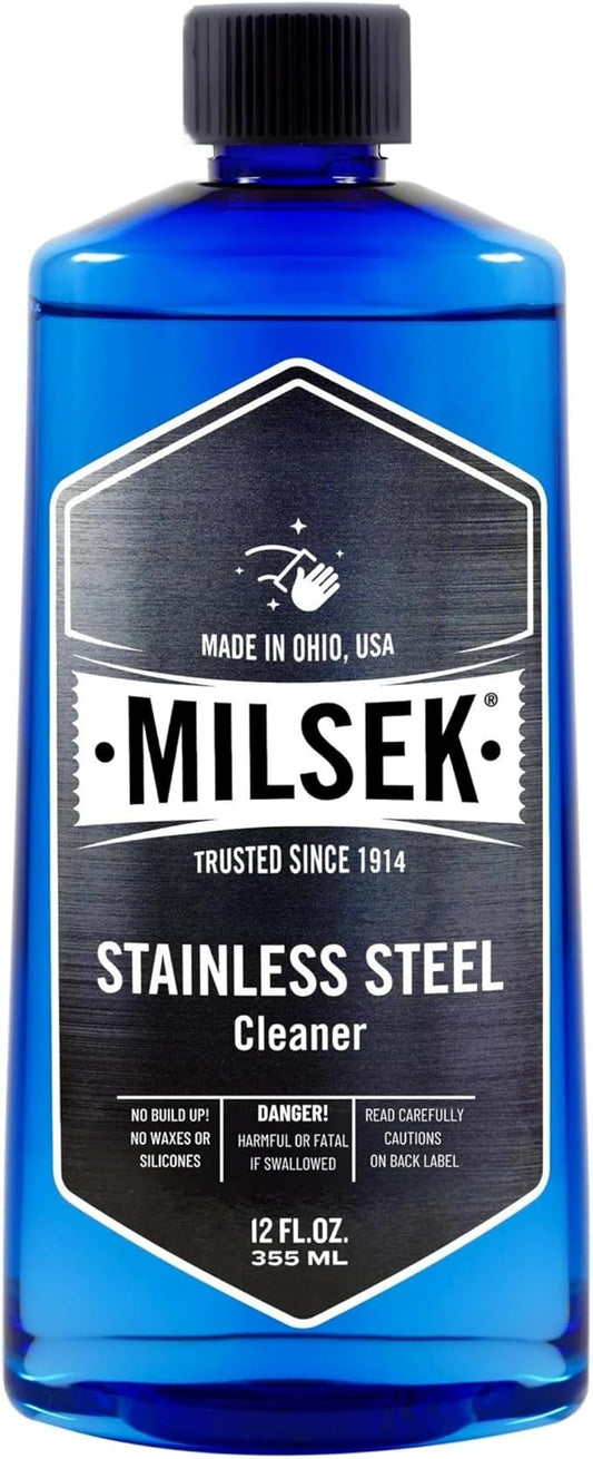Milsek Stainless Steel Cleaner - Multipurpose Cleaning Supplies for Home and Kitchen Appliances, Sink, Stovetop, Dishwasher, Microwaves and Refrigerators - 12 Fl Oz (Pack of 1)
