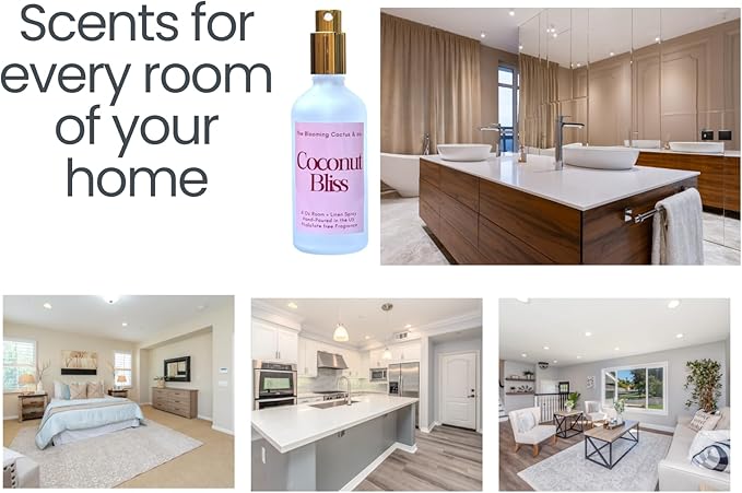 The Blooming Cactus & Co. Home | Linen | Room Spray - Air Freshener - Odor Eliminator - Car Air Freshener - Fabric Refresher - Mist Hand Poured - Made in USA – (Coconut Bliss)