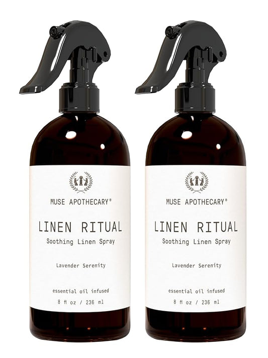 Muse Apothecary Linen Ritual - Aromatic, Soothing, and Relaxing Linen Spray for Bedding, Laundry and Fabric Spray Freshener - Infused with Aromatherapy Essential Oils - Lavender Serenity