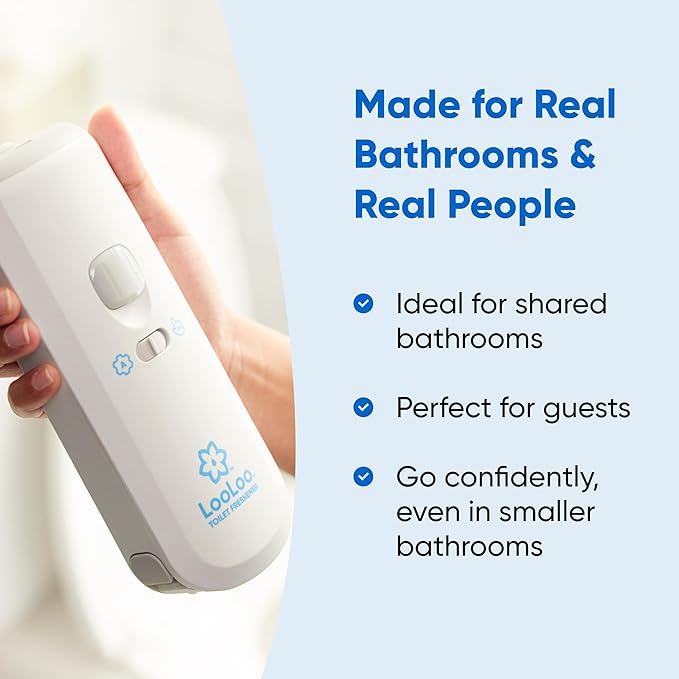 LooLoo 3.0 Touch Free Toilet Freshener Automatic Air Freshener Spray for Bathroom Starter Kit with Light and Toilet Deodorizer, Bathroom Spray Odor Eliminator - Clean Cotton
