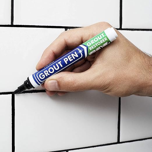 Grout Pen Tile Paint Marker: 2 Pack Black with 5 Pack Replacement Tips (Narrow, 5mm) - Waterproof Grout Colorant and Sealer Pen to Renew, Repair, and Refresh Tile Grout - Cleaner Coating Stain Pens