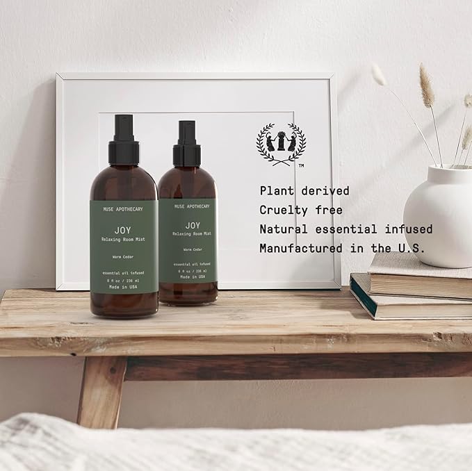 Muse Apothecary Room Ritual - Botanical Collection - Room Spray, Aromatic and Relaxing Room Mist, Air Freshener Spray, Infused with Natural Aromatherapy Essential Oils - 8 oz, Warm Cedar, 2 Pack