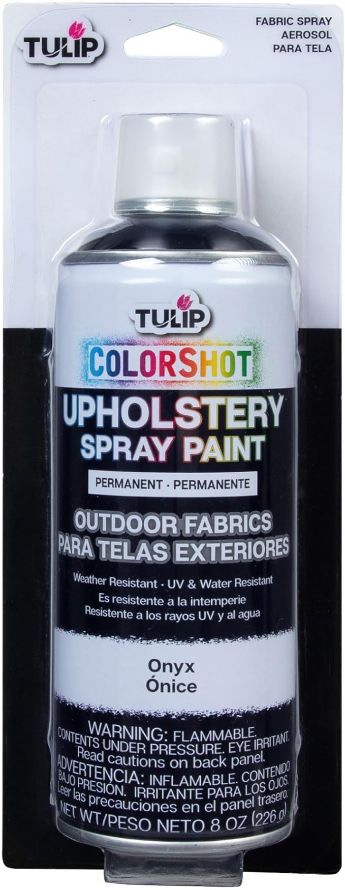 TULIP ColorShot Fabric Spray Paint for Outdoor Upholstery, Permanent Spray-On Fabric Paint for Furniture, Onyx Black 8 oz 4-Pack