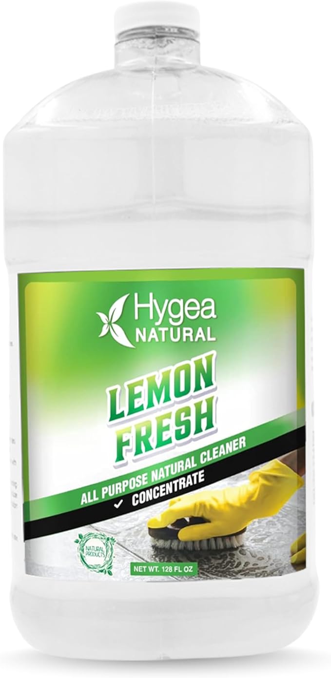 Hygea Natural Lemon Fresh Concentrated All Purpose Cleaner - Non Toxic - Removes Soil, Dirt & Grease - Wet Gloss Finish - Biodegradable, pH-Neutral & Ammonia Free (128oz Concentrated Gallon)