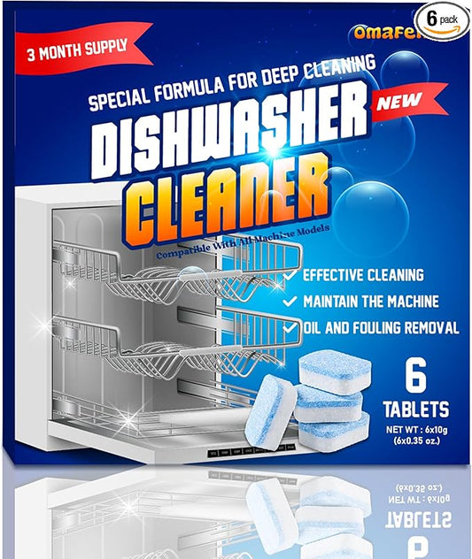 Dishwasher Cleaner and Deodorizer Tablet - 6 Tablets Deep Cleaning Descaler for Dishwasher Machine - Remove Limescale