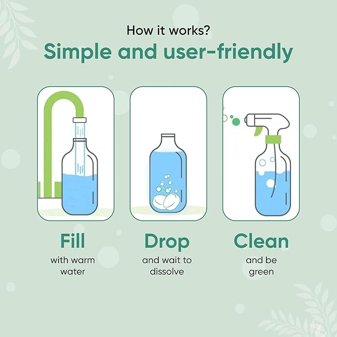 Green Llama Eco-Friendly All-Purpose Cleaning Spray | 16oz Glass Bottle, 3 Refill Tablets | Lemon Grass Scent | Natural, Sustainable, Safe for Home Surfaces | Ideal for Eco-Shoppers
