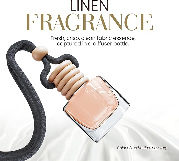 Car Air Fresheners for Men and Women - Linen Comfort | Pack of 2 Car Scents Air Freshener | 4ml Odour Eliminator Diffuser with Essential Oils | Air Fresheners Vent Clip Included by Perfa