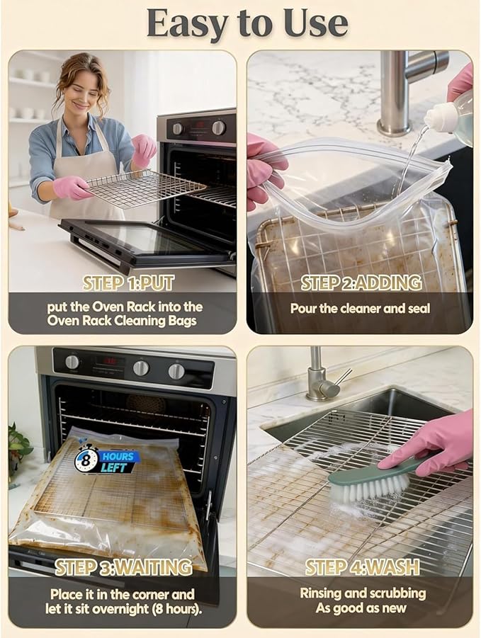 Oven Rack Cleaner Bags, Washing Degreaser Set, Soaking Oven Rack Cleaner with Material, Kitchen Cleaning Accessory for Stove Grilling Microwave, Toaster Cooking Baking Barbecue Roasting Camping
