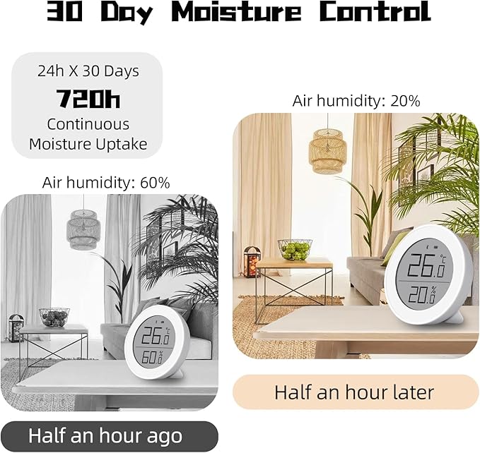 Hanging Moisture Absorbers, Portable Dehumidifier Bags, Fragrance Free Humidity Absorber for Closet, Suitable for Bedroom, Bathroom, Kitchen (230g/Pack, 10 Packs)