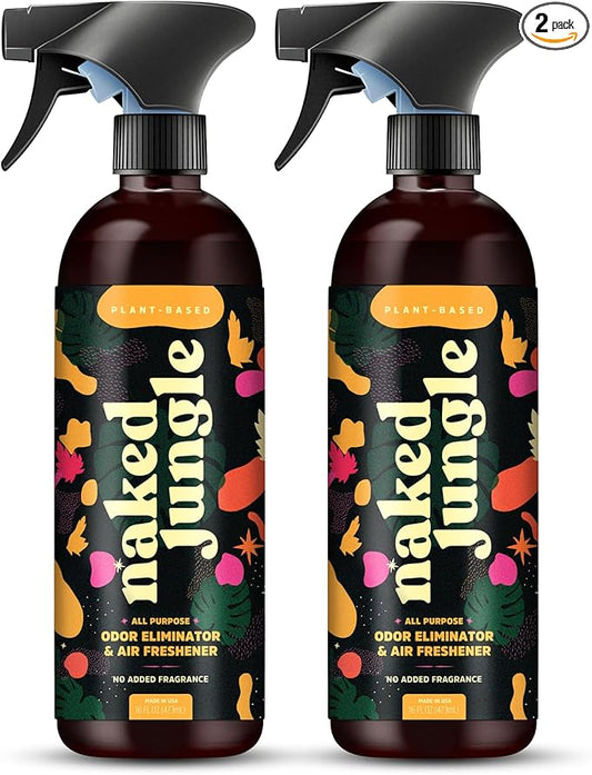 Naked Jungle Premium Plant-Based Odor Eliminator for Strong Odors, Air Freshener Spray, Non Toxic Air Fresheners For Home, Room Deodorizer, No Added Fragrances (16oz, 24oz & 32oz)