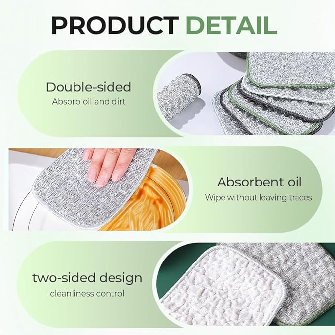 Multipurpose Wire Dishwashing Cloth, 2025 Upgraded Double-Sided Cleaning Cloth, Silver Stainless Steel Cloth and Multi-Layer Cotton Thread, Metal Scrubbing Pads Sponge Cloths for Home Kitchen (15)