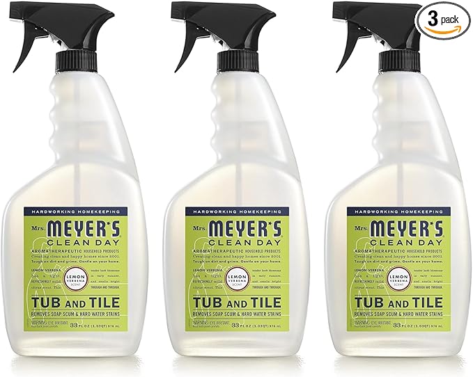 Mrs. MEYER'S CLEAN DAY Tub and Tile Cleaner, Lemon Verbena, 33 Fluid Ounce (Pack of 3)