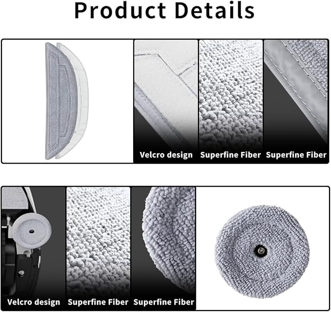 4Pack Microfiber Mop Cloths Compatible with Roborock S8 MaxV Ultra, S8 Max Ultra Robot Vacuum,Mop Pad Replacement Accessories with Dual Sonic Vibrations Modules Mop Pad
