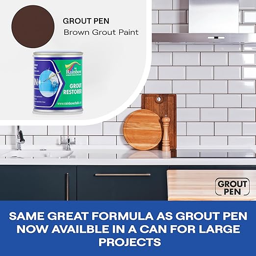 Grout Pen Brown Grout Paint: Waterproof Tile Paint Grout Refresh Restorer for Floor, Kitchen & Bathroom Shower Tiles - Brown - Can Size for Larger Projects - 125ml (4.2oz)