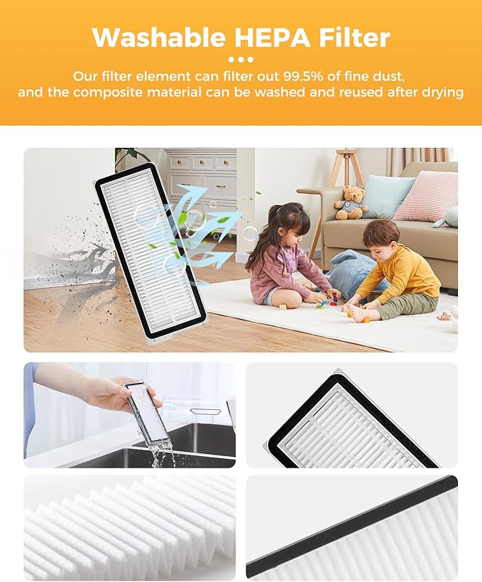 Yivy 29PCS QV35A Accessories for Roborock QV 35A/QV 35S/QR 598/QR 798 Robot Vacuum,QV 35A Replacement :2 Main Brushes 6 Dust Bags 4 HEPA Filters 6 Side Brushes 8 Mop Pads