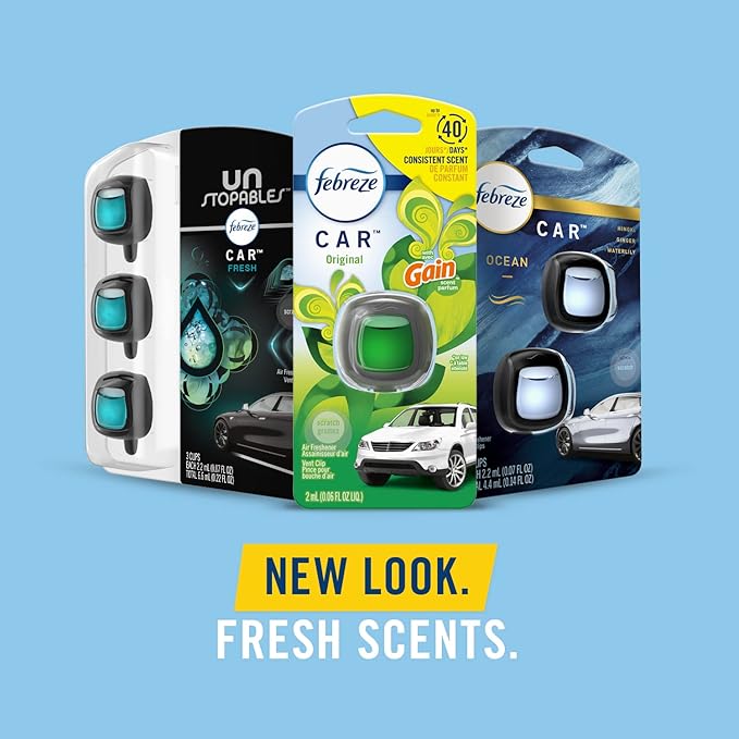 Febreze Car Vent Clip, Downy Calm Scent, 2 Count, 0.13 oz Total