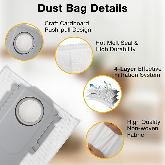 Accessories Kit Compatible with Roborock Saros 10R / Qrevo CurvX G20s Ultra Robot Vacuum Replacement Parts Dual Main Brush Hepa Filter Mop Pads Side Brush Dust Bags Screwdriver Clean Tool