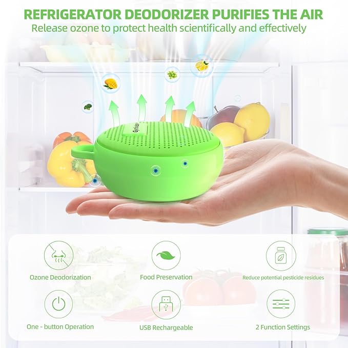 Refrigerator Deodorizer, Fridge Deodorizer Long Lasting Odor Eliminator for Fridge,Kitchen Gadgets Charcoal Air Purifier Odor Eliminator for Closet, Green