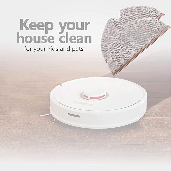 Vacuum Mop Replacement Pads Compatible With Roborock S5,S5 Max,S6,S6 MaxV, E4,S6 Pure,Q7,Q7 Max,Q5,Q5 Pro,Q5 Pro+,Q8 Max,E5,E35,E2,E25,Q8 Max+ Robot Vacuum,2 Pack Microfiber Mop Pads