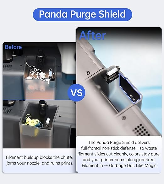 BIQU Panda Purge Shield for Bambu-Lab P1S P1P X1C X1E, BIQU Multi-Color Printing Upgrade Kit Purging Reliability Solution, No More Chute Clogs