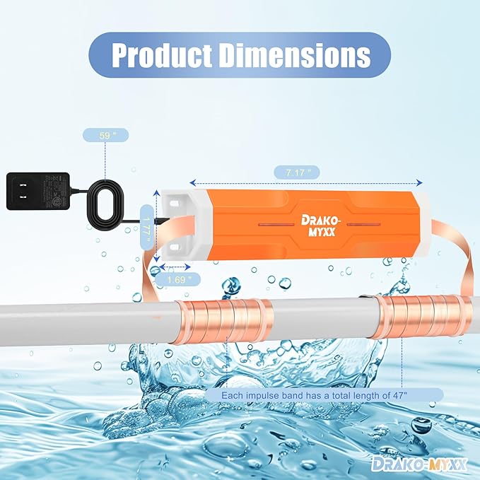 Electronic Water Descaler No Salt Water Treatment System for Whole House, Compatible With Pipes Up to 1 Inch (25.4 mm) in Diameter, Effectively Reduces Limescale and Mineral Deposits