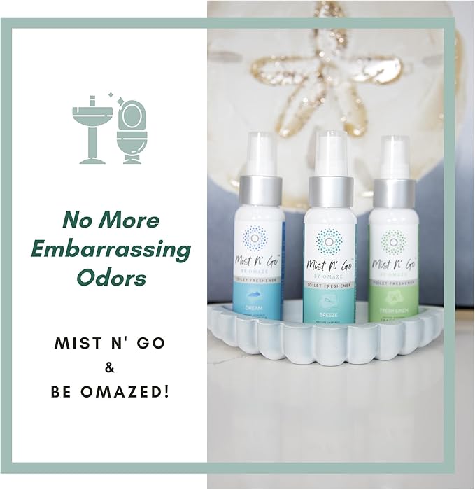 Mist N’ Go by Omaze Travel Bathroom Spray for Toilet Spray Odor Eliminator - Travel Toilet Spray for Bathroom Air Freshener Spray for Bathroom Deodorizer - Dream Regular Size (2oz x1)