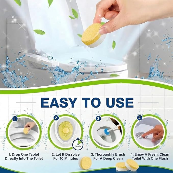 Toilet Bowl Cleaner Tablets – 24 Pack | Powerful Stain Removal, Septic Safe, Lemon Scent | No Harsh Chemicals, Long-Lasting Cleaning for Toilet Bowls