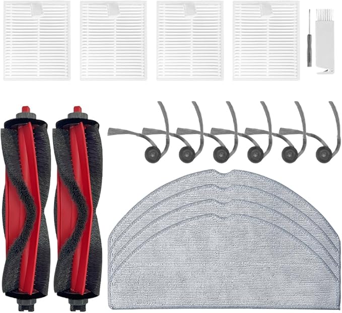 Q7 M5 Accessories Kit Replacement Compatible with Roborock Q7 M5+/Q7 L5/Q7 L5+ Robot Vacuum, 2 Main Brush, 4 Mop Clothes, 6 Side Brushes, 4 Filters, 1 Cleaning Tool