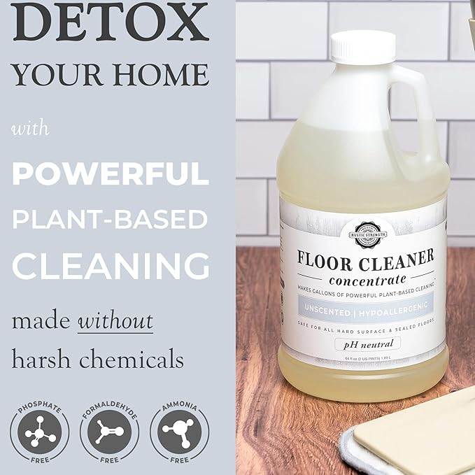 Rustic Strength Floor Cleaner Concentrate, Plant-Based, Lemon Lime Orange and Grapefruit Essential Oils, pH Neutral, 16 fl oz
