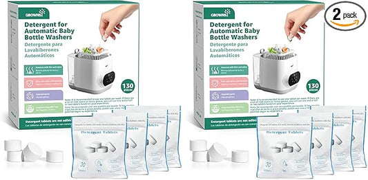 GROWNSY Official Detergent Washing Tablets - 130 PCS, Compatible with Momcozy Baby Bottle Washers (Pack of 2)