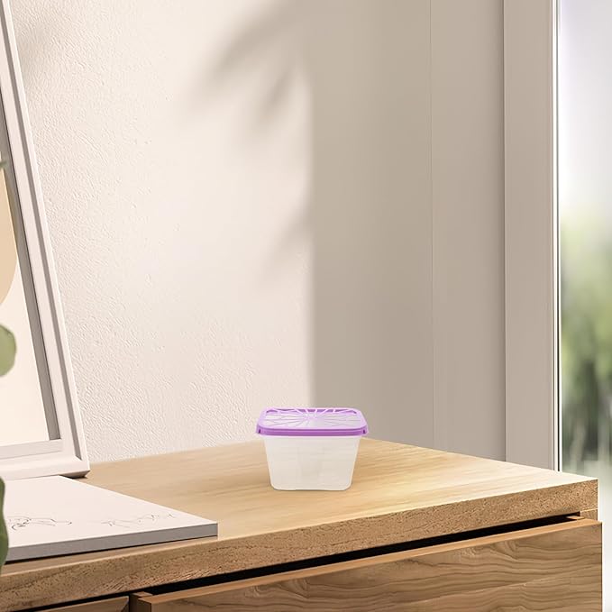Empty Moisture Absorber Box Reusable Plastic Holder for Closet Dehumidifier Cabinet and Wardrobe Large Capacity Moisture Absorbing Storage Container 5.90X3.93X3.74 Inches 4-Pack