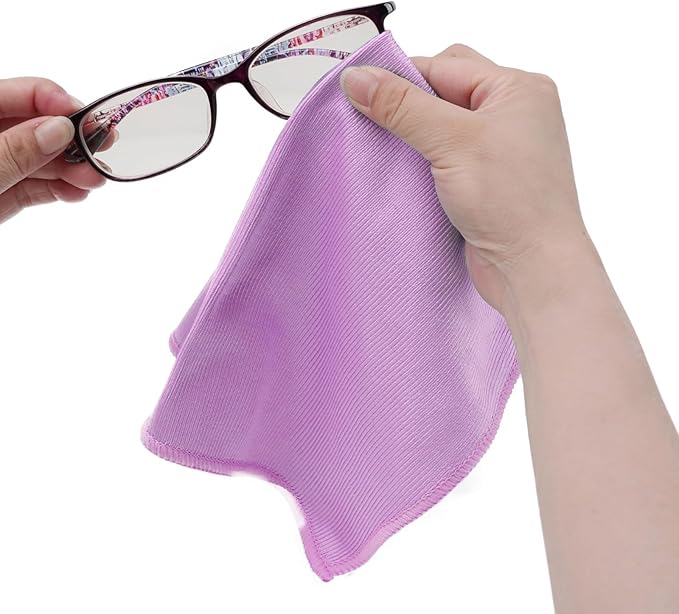 6 Pack Glass Cleaning Cloth Microfiber Cleaning Cloth for Window Eyeglass Jewelry Windshields Mirrors and Stainless Steel (Purple)