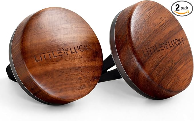 Littlelucky Car Air Freshener, 2 PCS North America Walnut Wood, Car Air Freshener Vent Clip for Hidden Air Vent etc, 4 PCS Scent Refills, 2 Natural Plant Extract Fragrance Long-lasting for 120 Days