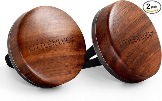 Littlelucky Car Air Freshener, 2 PCS North America Walnut Wood, Car Air Freshener Vent Clip for Hidden Air Vent etc, 4 PCS Scent Refills, 2 Natural Plant Extract Fragrance Long-lasting for 120 Days