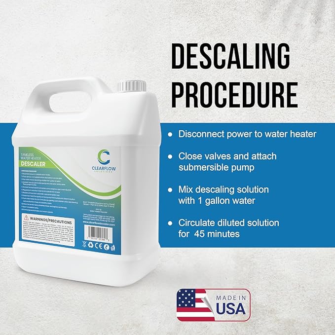 Tankless Water Heater Descaler - Premium Descaler for Tankless Water Heater Systems, Restores Heating Efficiency, Nontoxic, Biodegradable, Made in USA! 128 Ounce (1 Gallon)