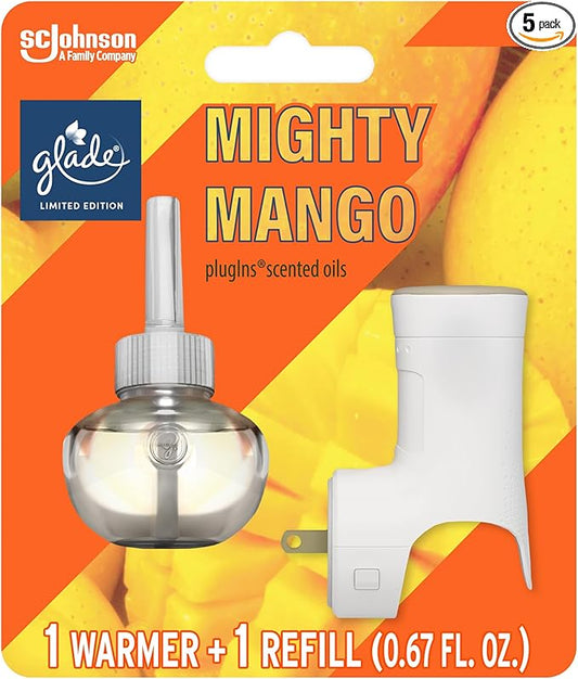 Glade PlugIns Scented Oil Air Freshener, Starter Kit, Mighty Mango Limited Edition, 1 Warmer + 1 0.67 oz Refill