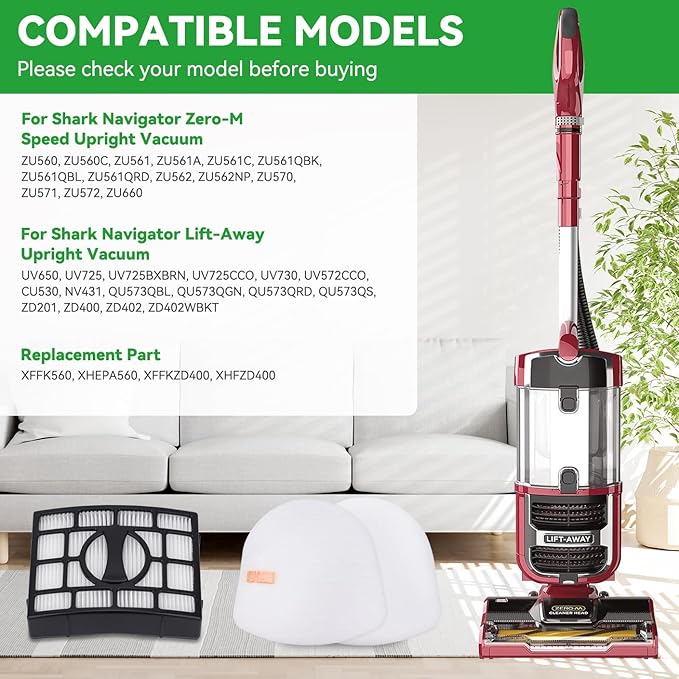 Vacuum Filters Replacement for Shark Navigator Lift-Away Vacuum ZU660 UV725 UV725 26 UV730 ZU561 ZU562 ZU572 ZU560C ZD201 UV650 CU530 ZD400 ZD402 vacuum - 2 HEPA Filter, 4 Foam & 4 Faux Felt Filters