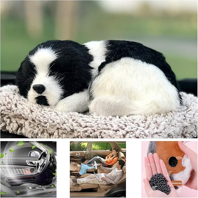 Ergocar Air Purifying Bags Air Freshener Cute Animals Bamboo Charcoal Odor Eliminator Car Decoration Car Air Dehumidifier for Eliminating Odors (Black-White cat)