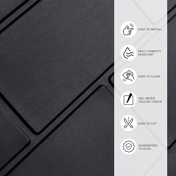 Matte Black Peel and Stick Wall Tiles for Kitchen, WalDecoo 10-Sheet Stick on Backsplash for Bathroom, Large Self-Adhesive Kitchen Backsplash（12''×12''） (Large Subway).